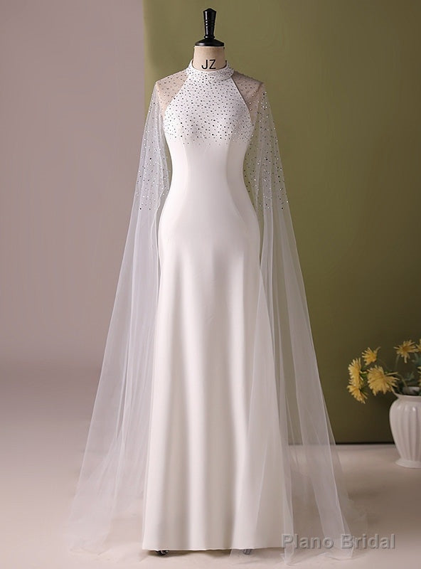 White Sheath Halter Bead Prom Dress Main image