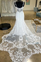 White Sheer Corset Mermaid Wedding Dresses With Mesh Train Sexy