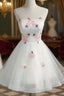 White Short Cute Graduation Party Dresses , Lovely Formal Prom Dresses , Formal Dresses Tulle With Flowers