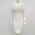 White Short Homecoming Dresses With Rufflues