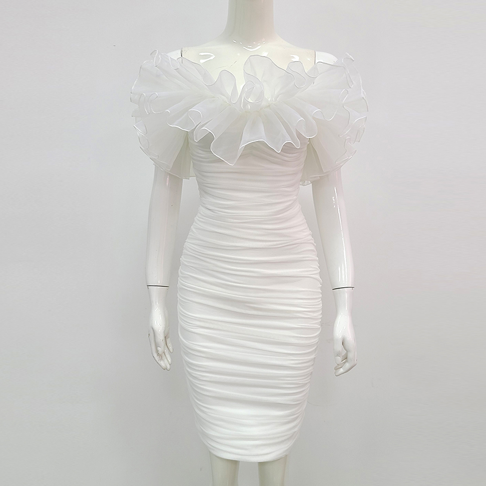 White Short Homecoming Dresses With Rufflues