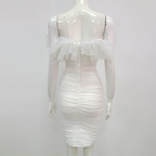 White Short Homecoming Dresses With Rufflues
