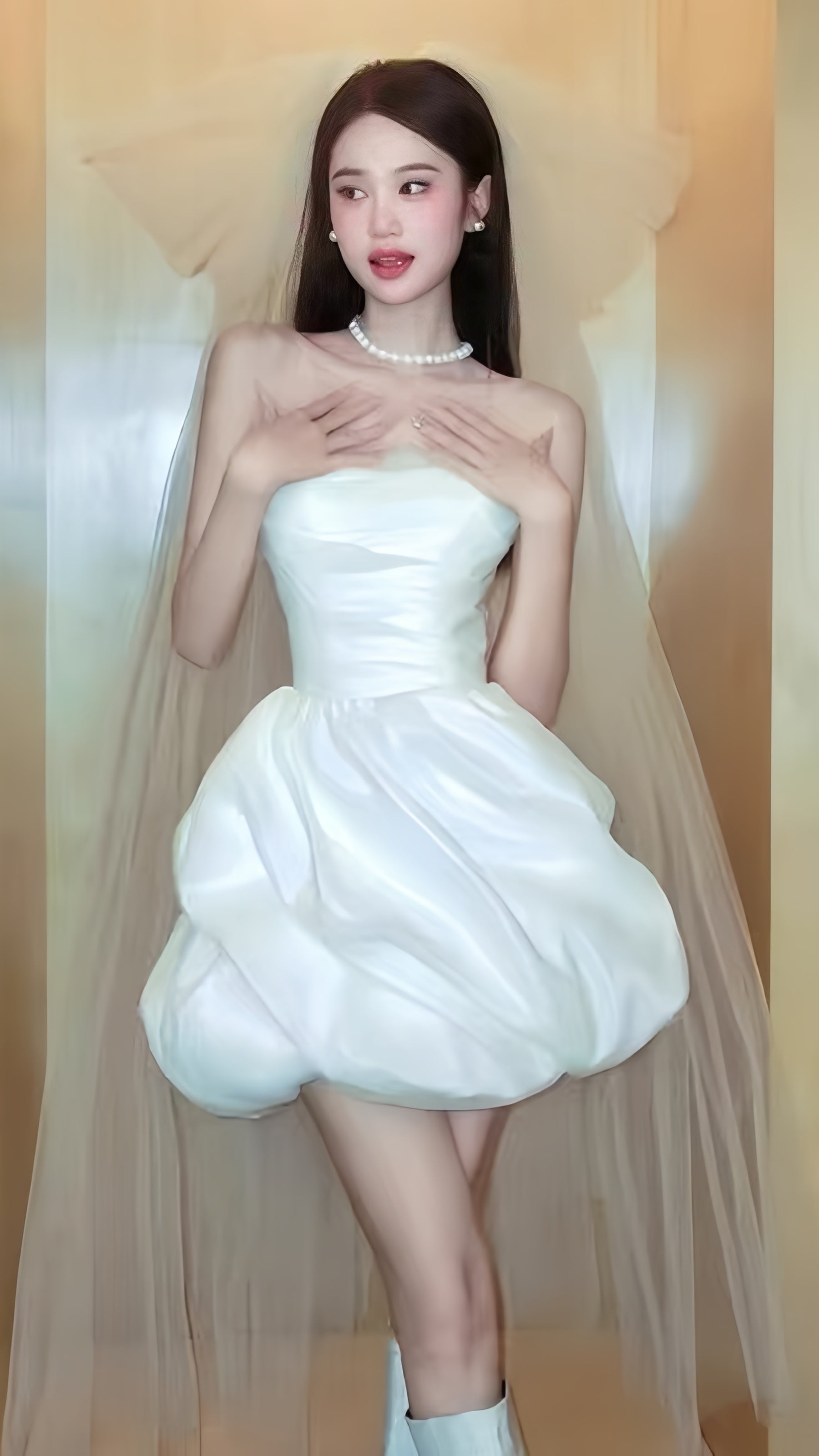 White Short Wedding Dresses Satin Bridal Dresses Secondary image