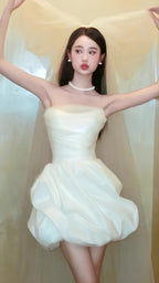 White Short Wedding Dresses Satin Bridal Dresses