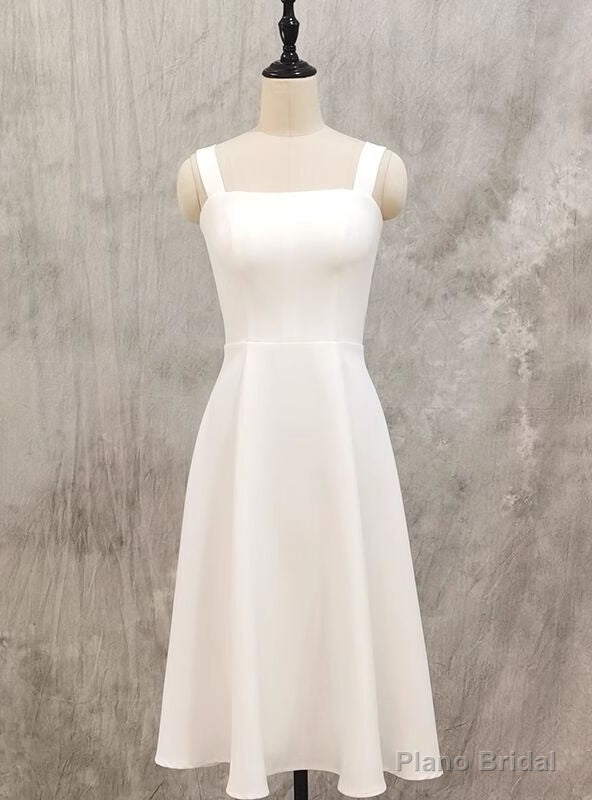 White Straps Lace Up Back Wedding Dress Main image