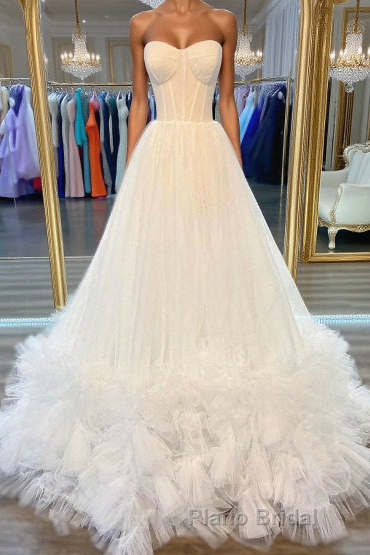 White sweetheart neck tulle long Formal Prom dress white formal dress Main image