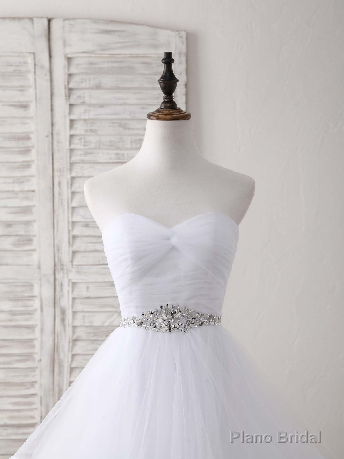 White Sweetheart Neck Tulle Long Prom Dress, White Formal Graduation Dress