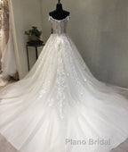 White sweetheart tulle lace applique long Formal Prom dress, wedding dress