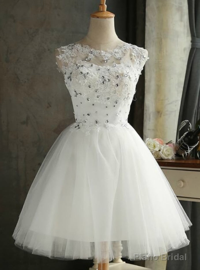 White Tulle Appliques Homecoming Dress Main image