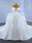 White Tulle Embroidery Appliques Off the Shoulder Wedding Dress
