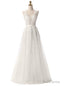 White Tulle Lace Backless Bridesmaid Dress
