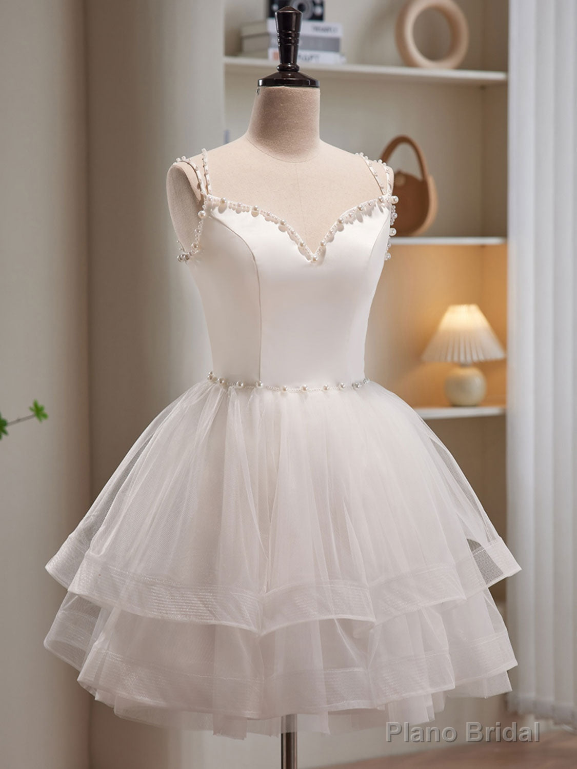 White Tulle Short Prom Dresses, Cute White Puffy Homecoming Dresses Main image