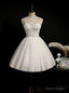 White Tulle Spaghetti Straps Beading Homecoming Dress