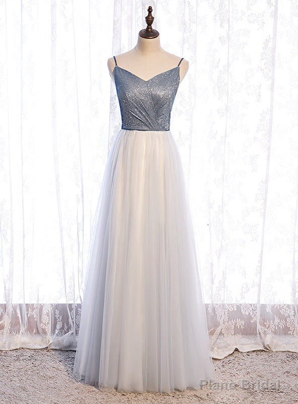 White Tulle Spaghetti Straps Prom Dress Main image