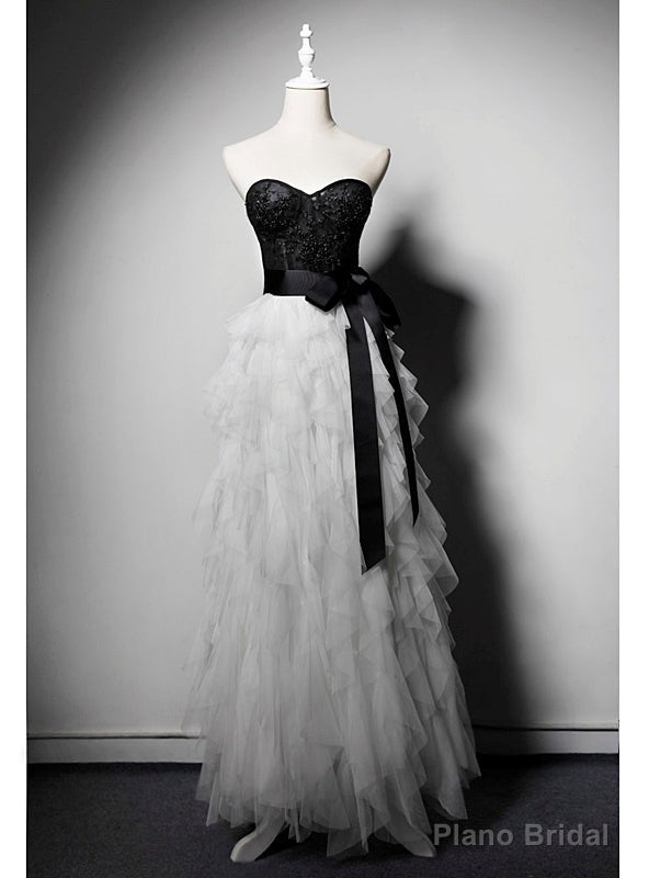 White Tulle Sweetheart Beading Prom Dress