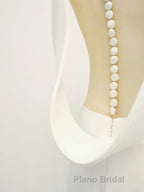 White v neck long Formal Prom dress, white evening dress