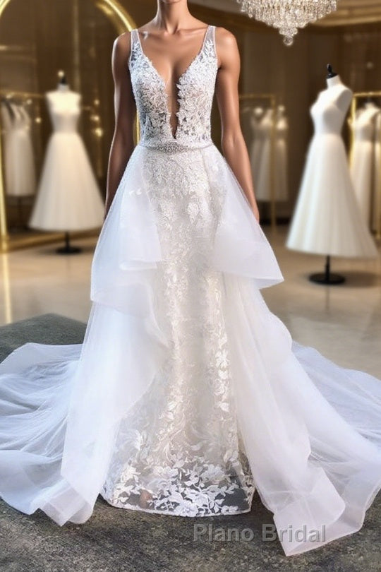White v neck tulle lace long Formal Prom dress white tulle lace evening dress