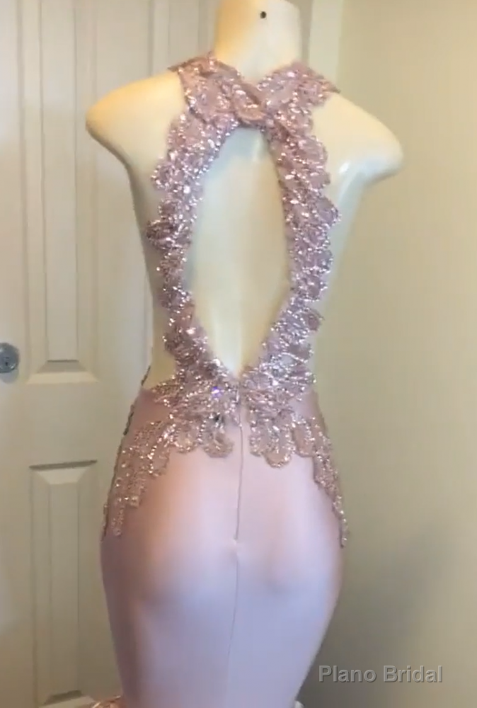 Wholesale Open Back Pink Fit and Flare Prom Dresses Real Model Series Sleeveless Appliques Graduation Dresses On Sale Secondary image