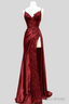 Wine Red Appliques Mermaid Long Formal Dress