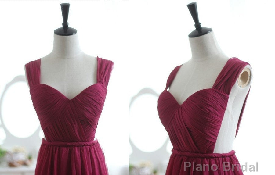 Backless Wine Red/Burgundy Chiffon Prom Dress/Bridesmaid Dress