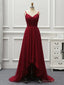 Wine Red High Low Sweetheart Simple Tulle Prom Dress, High Low Homecoming Dress