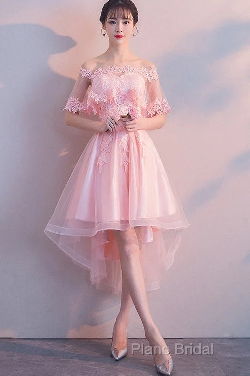 Wine Red Lace Tulle High Low Lace Formal Homecoming Dresses Secondary image