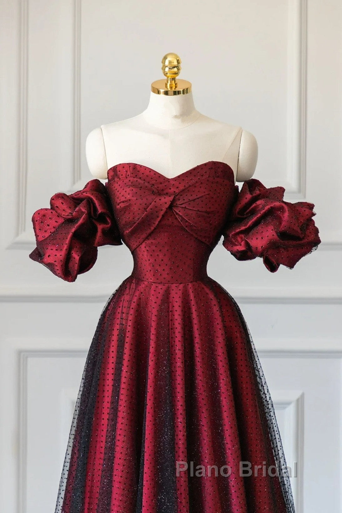 Wine Red Off Shoulder Long Formal Dresses, Sweetheart Wine Red Formal Dresses Secondary image