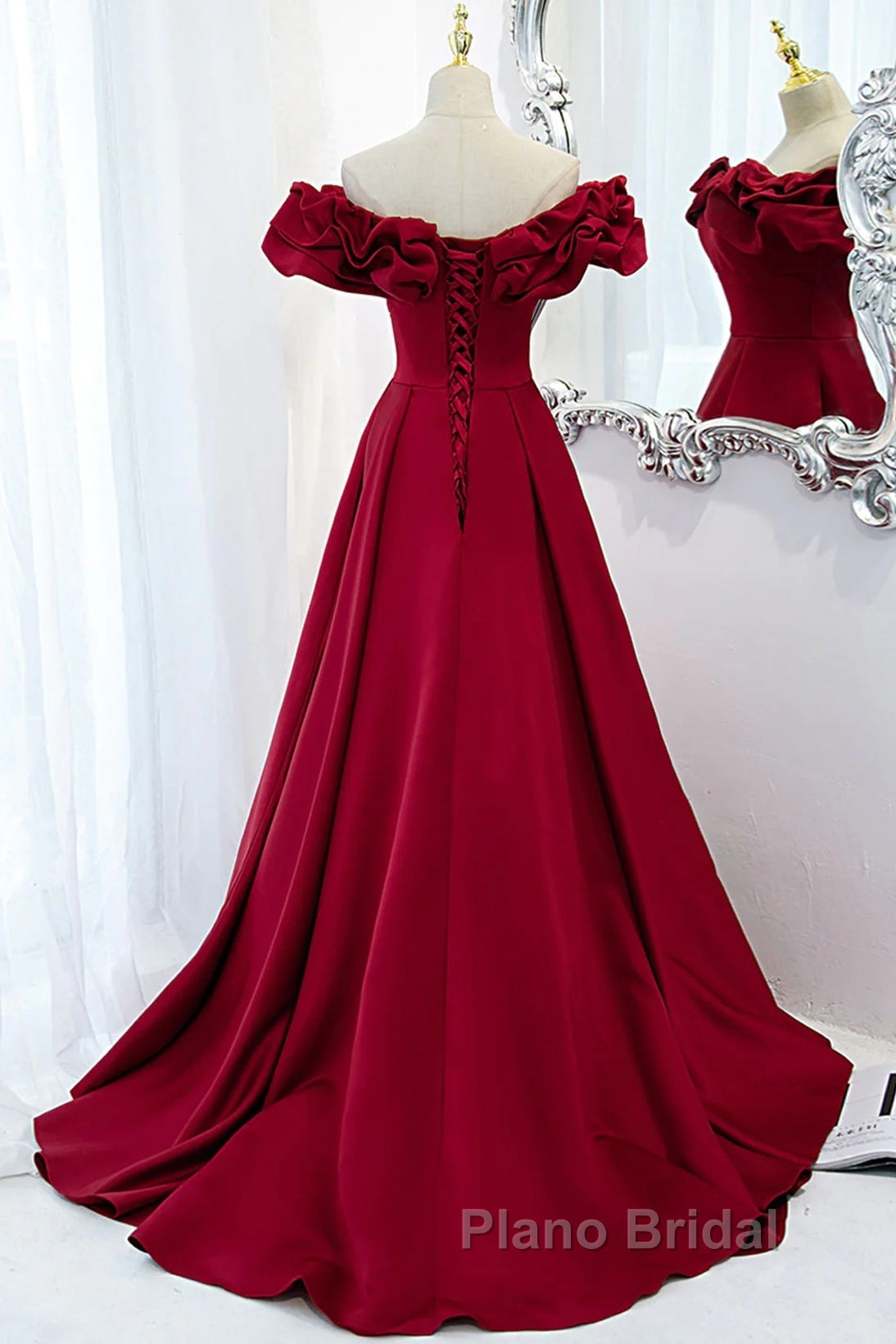 Wine Red Off Shoulder Sweetheart Long Party Dresses, Wine Red Formal Prom Dresses Evening Dresses