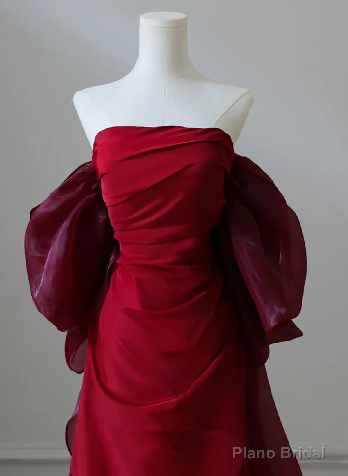 Wine Red Satin Scoop Long Formal Dress, Wine Red Long Evening Dress Prom Dress