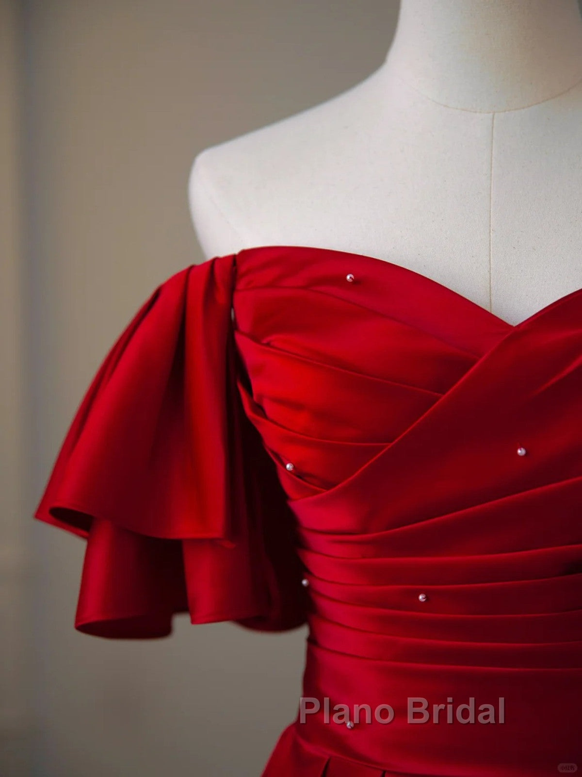 Wine Red Satin Short Sleeves Long Party Dresses, Wine Red Satin Formal Prom Dresses