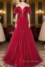 Wine Red Straps Off Shoulder Long Formal Prom Dresses Party Dresses, Formal Gown Evening Dresses