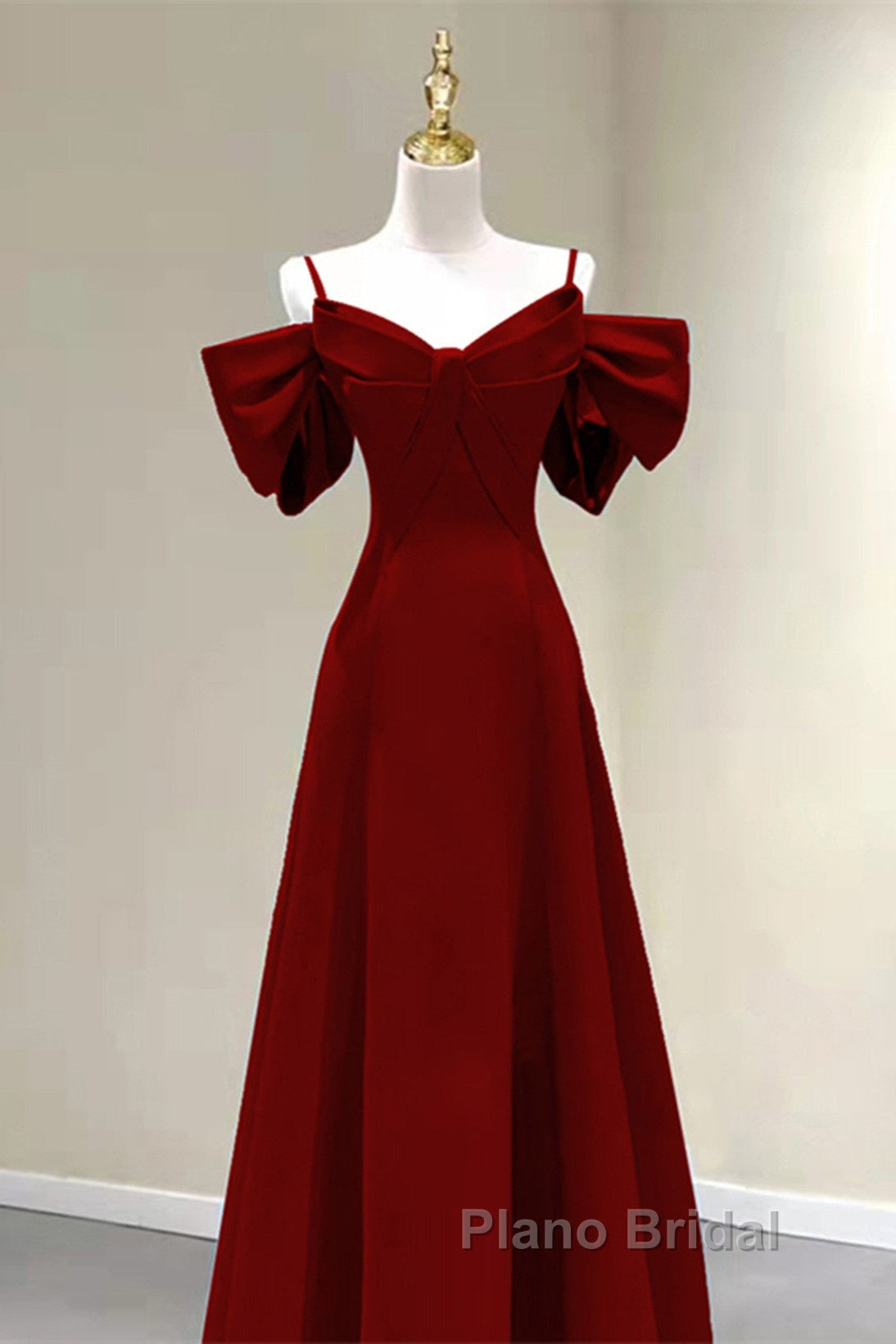 Wine Red Straps Sweetheart Long Formal Dresses, A-Line Wine Red Formal Prom Dresses Secondary image