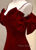 Wine Red Straps Sweetheart Long Formal Dresses, A-Line Wine Red Formal Prom Dresses