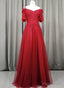 Wine Red Tulle Long Party Dress, Handmade Prom Dress