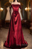 Wine Red Velvet Floor Length Long Formal Dresses, A-Line Velvet Bridesmaid Dresses