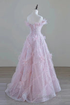 Women High Feeling Pink Fairy Formal Prom Dresses Long Party Dresses