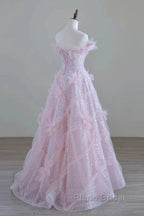 Women High Feeling Pink Fairy Formal Prom Dresses Long Party Dresses