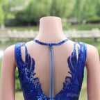 Women Sequined Royal Blue Prom Dresses Sleeveless Cocktail Party Gowns Light Luxury Luxury Evening Dresses