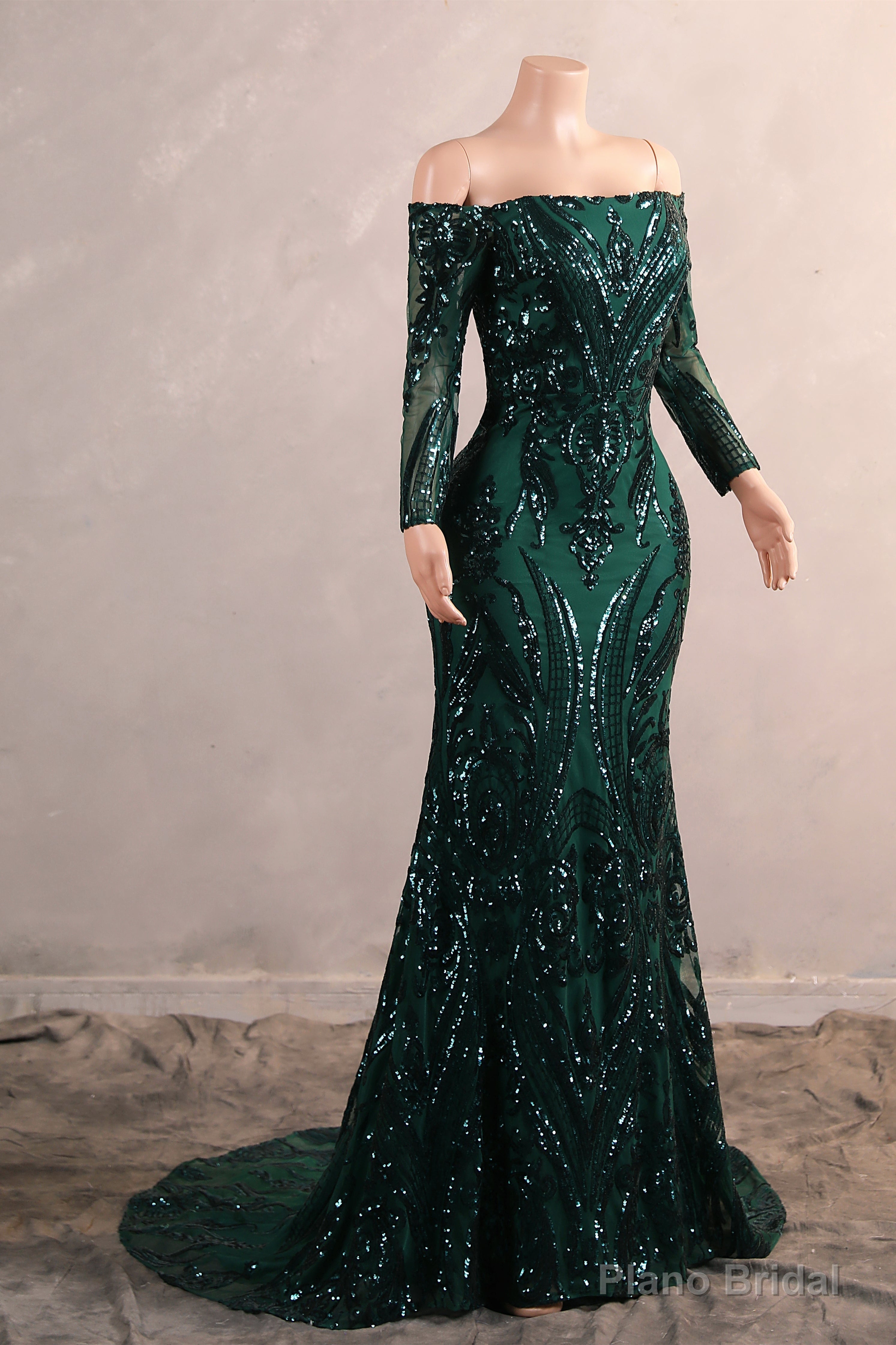 Womens Off Shoulder Mermaid Green Prom Dresses Bride Bridesmaid Dress Evening Party Gowns