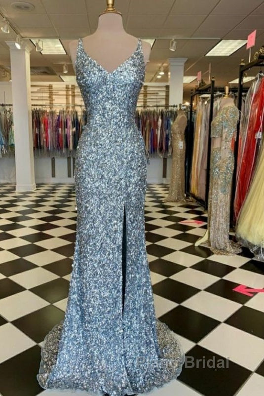 WomenS Spaghetti Straps Sequins Sparkly Formal Prom Dresses Formal Graduation Evening Dresses Secondary image
