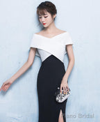 Mermaid White And Black Long Prom Dress Formal Dress