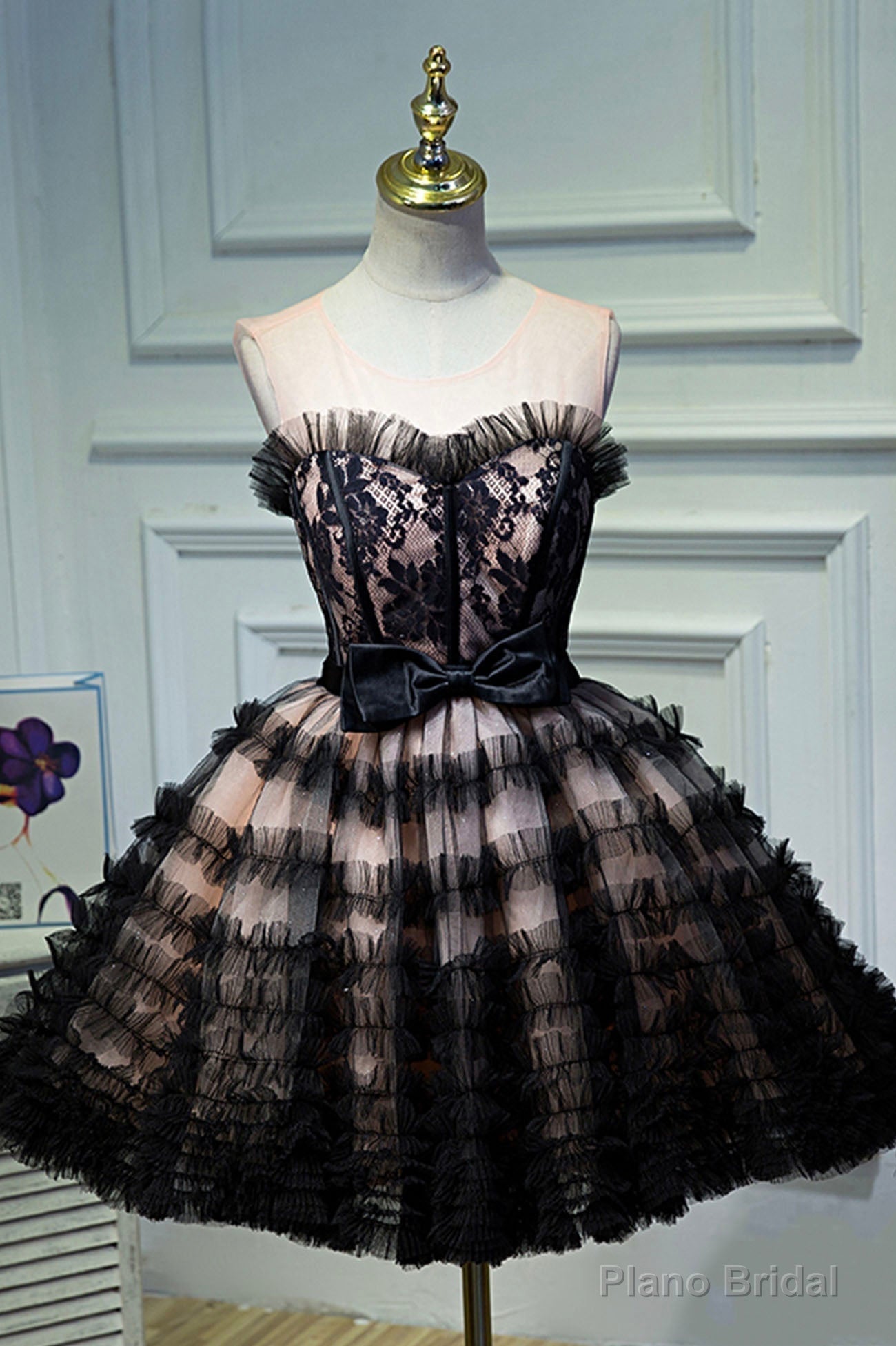 Black Layers Tulle Short Prom Dress, A-Line Homecoming Party Dress Main image