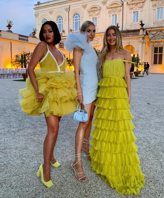 Yellow A-Line Tiered Tulle Off-The-Shoulder Long Formal Prom Party Dresses Secondary image