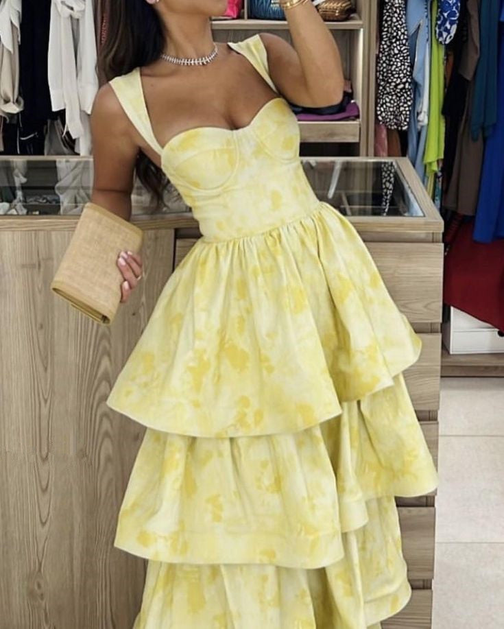 Yellow Dresses Fashion Elegant Formal Prom Dresses Vintage Princess Female Formal Evening Party Dresses