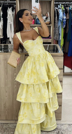 Yellow Dresses Fashion Elegant Formal Prom Dresses Vintage Princess Female Formal Evening Party Dresses