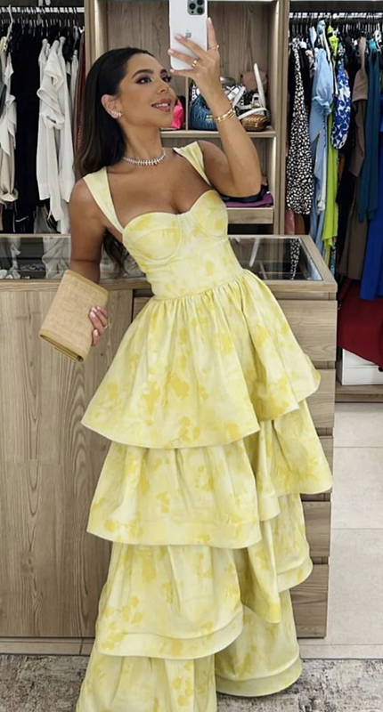 Yellow Dresses Fashion Elegant Formal Prom Dresses Vintage Princess Female Formal Evening Party Dresses