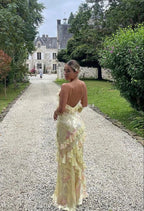 Yellow Fashion Elegant Layered Tulle Long Ball Gown Backless Mermaid Slim Fit Formal Evening Gown Party Dresses