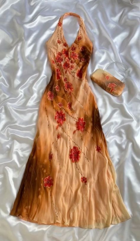 Orange Yellow Fashion Halter Floral Beading Long Elegant Chiffon Ball Gown Formal Evening Dresses Main image