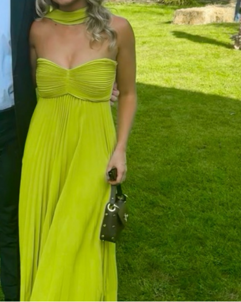Yellow Green Fashion Simple Elegant Tube Top Off Shoulder Long Chiffon Ball Gown Party Dresses Formal Evening Dresses With Scarf