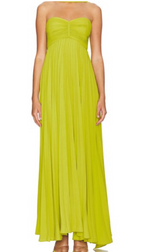 Yellow Green Fashion Simple Elegant Tube Top Off Shoulder Long Chiffon Ball Gown Party Dresses Formal Evening Dresses With Scarf